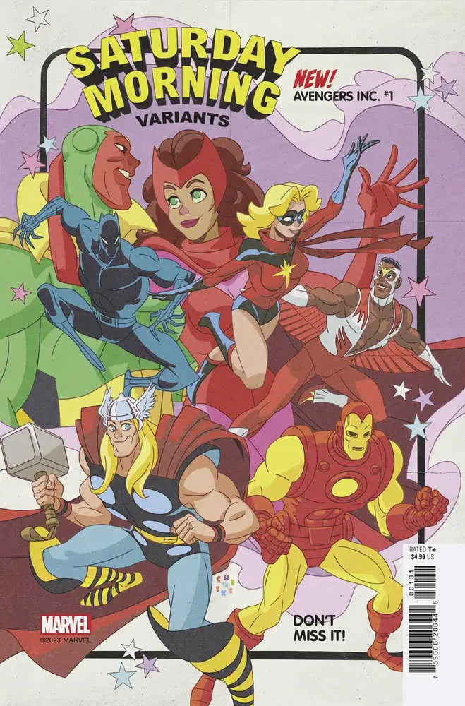 Marvel superheroes on Avengers Inc. 1 Sean Galloway Saturday Morning Variant comic cover