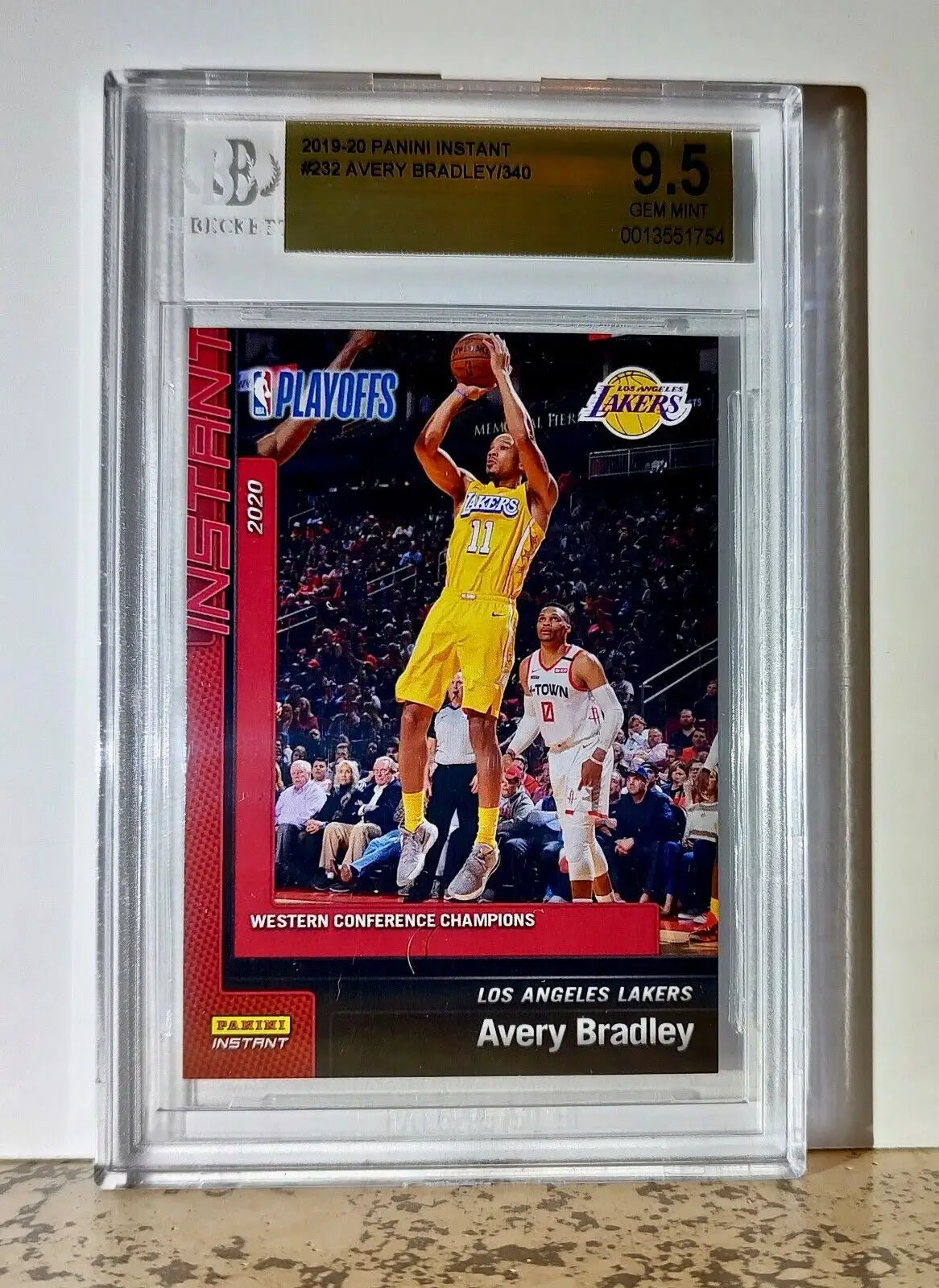 Avery Bradley 2019-20 Panini NBA #232 Card 1 of 340 BGS 9.5 Gem Mint Los Angeles - Basketball Card Single