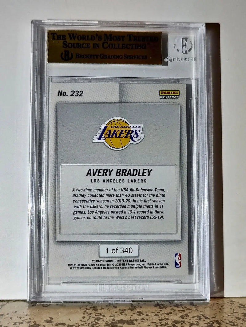 Avery Bradley 2019-20 Panini NBA #232 Card 1 of 340 BGS 9.5 Gem Mint Los Angeles - Basketball Card Single