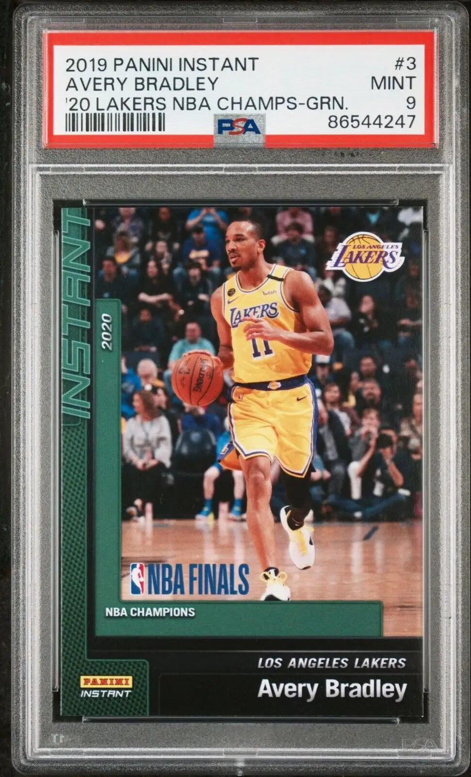 Avery Bradley 2020 Panini LA Lakers NBA Champions #3 Green Card 10/10 PSA 9 Mint - Basketball Card Single