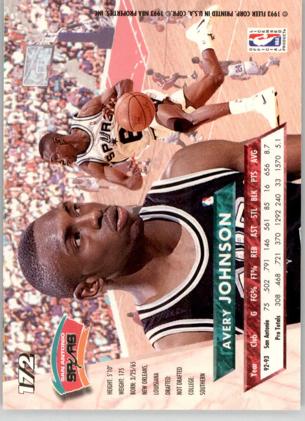 Avery Johnson - 1993-94 Ultra - #172 - Basketball - Basketball Card Single