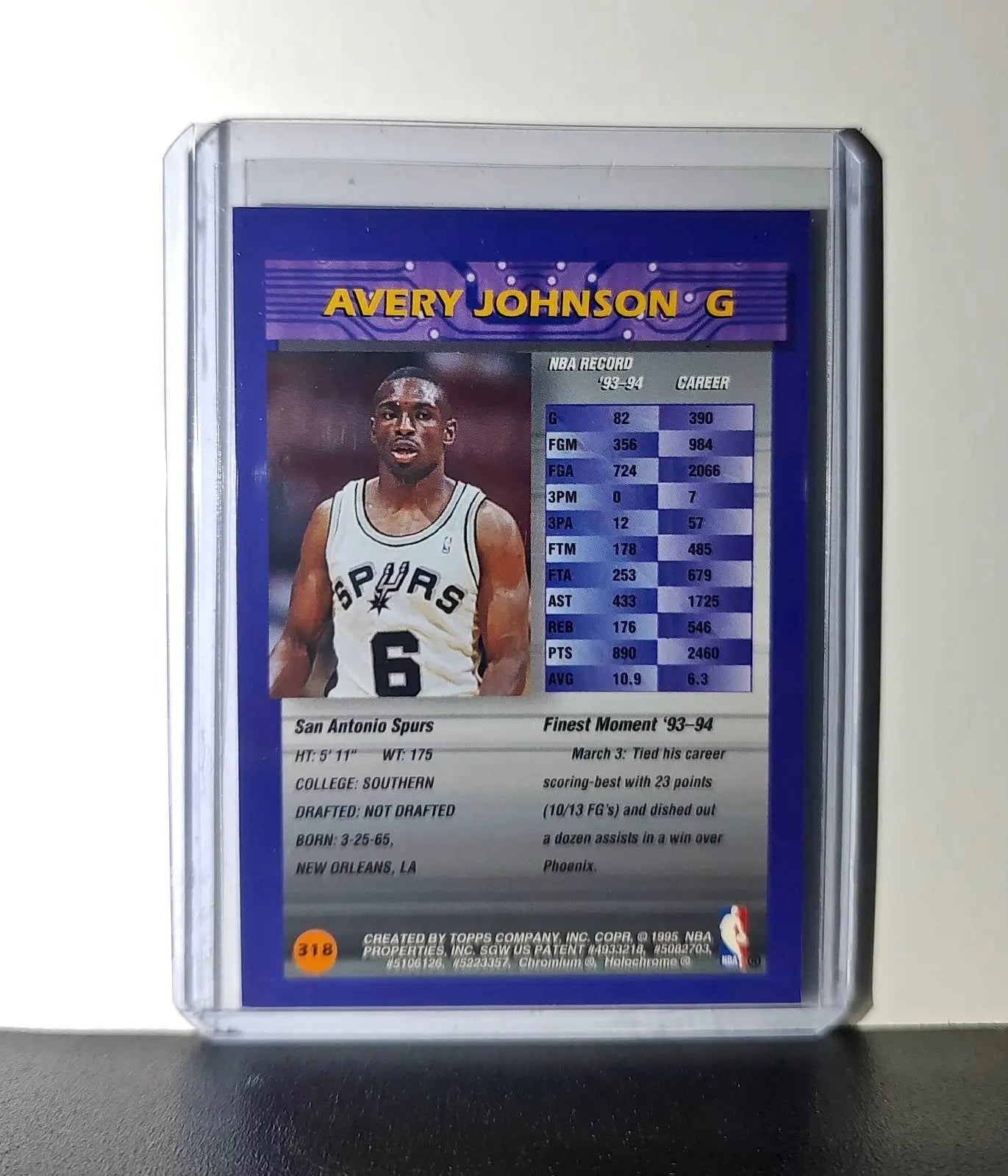 Avery Johnson 1994-95 Topps Finest #318 Basketball Card