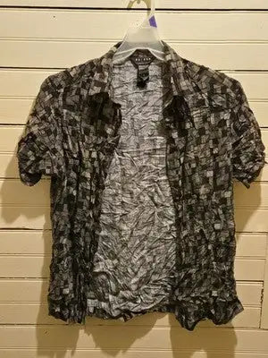 Axcess Shirt Mens M Black Gray Short Sleeve - Button Up Pattern - Apparel
