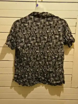 Axcess Shirt Mens M Black Gray Short Sleeve - Button Up Pattern - Apparel