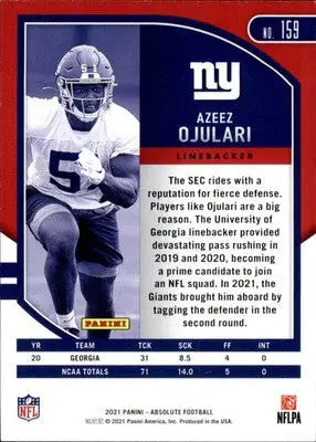 Azeez Ojulari - 2021 Panini Absolute - #159 - Retail RC Football - Football Card Single