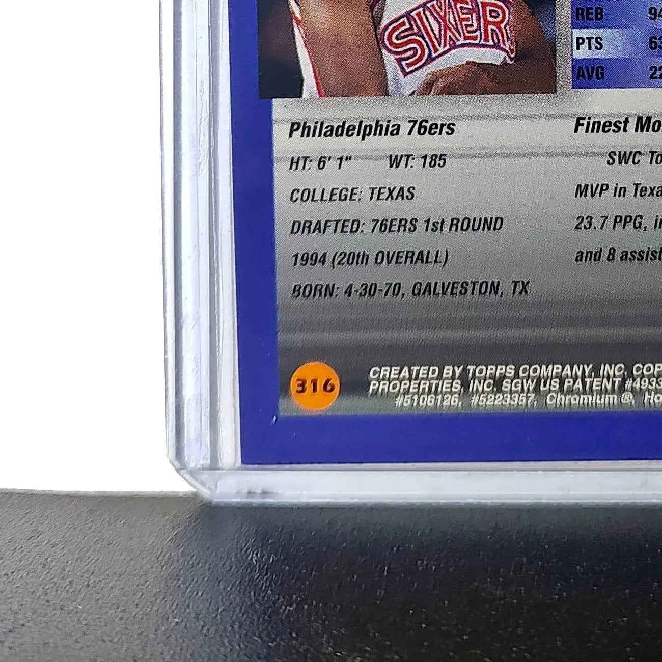 B.J. Tyler Rookie 1994-95 Topps Finest #316 Basketball Card