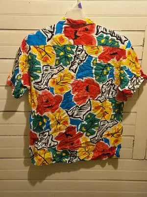 South Channel Shirt Mens S-M Tropical Floral Rayon Short Sleeve Button Front - Apparel