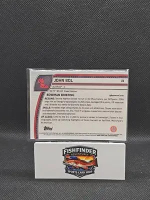 2024-25 Bowman University Chrome Sapphire Edition - John Bol #31 (RC) - Basketball Card Single