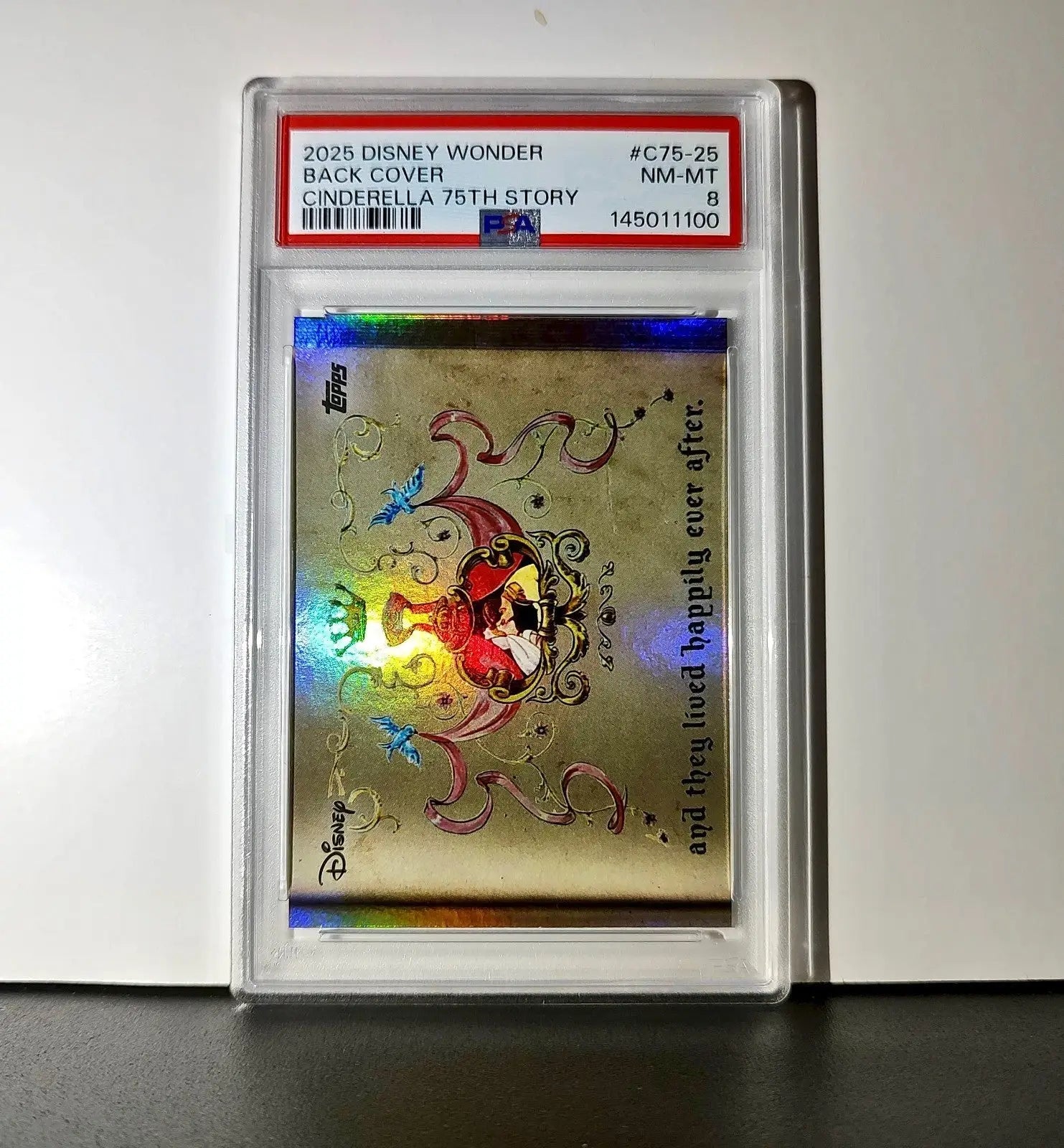 Back Cover 2025 Topps Disney Wonder #C75-25 Card Cinderella 75th Story PSA 8 - Non-Sports Card Single