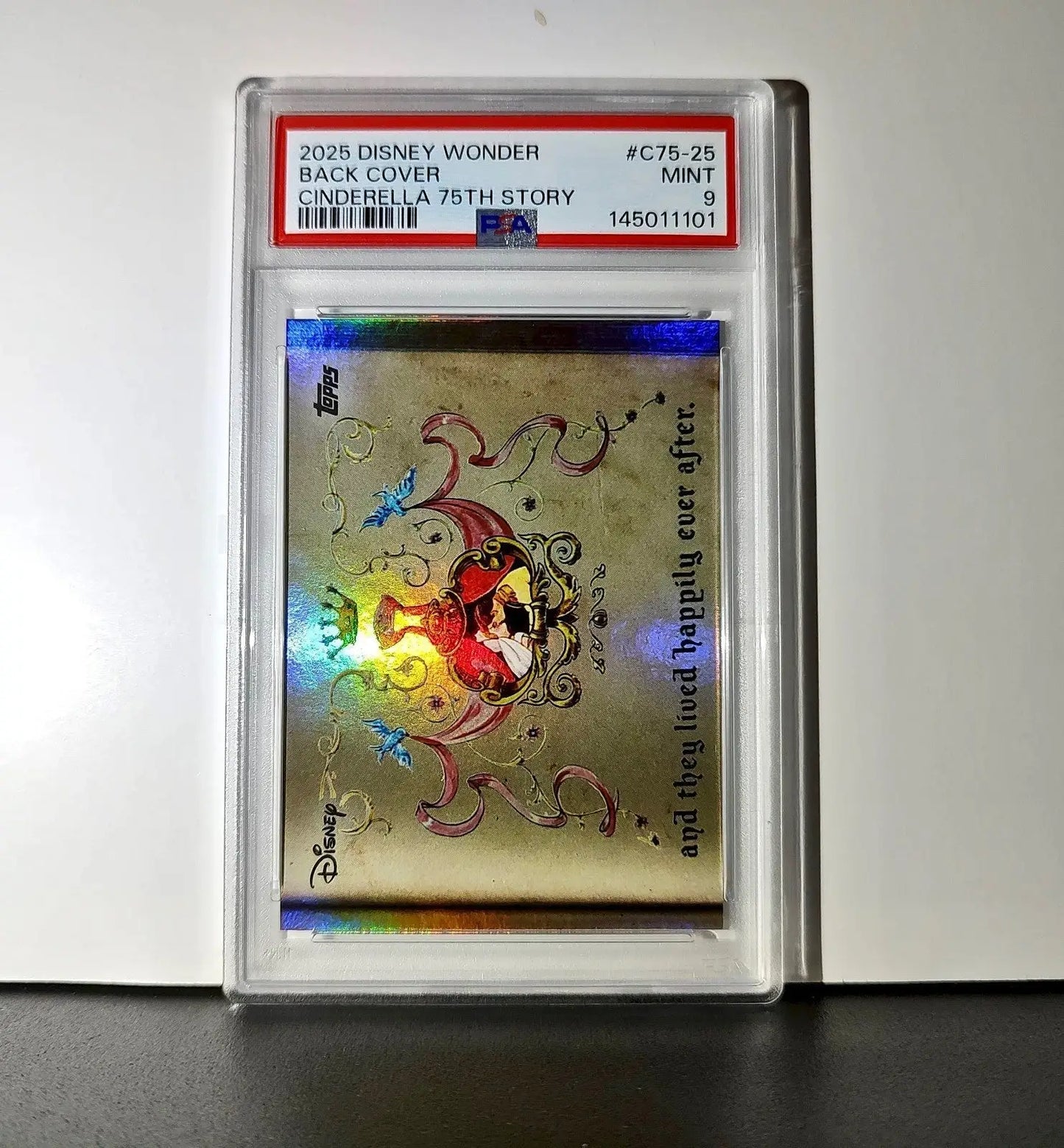 Back Cover 2025 Topps Disney Wonder #C75-25 Card Cinderella 75th Story PSA 9 - Non-Sports Card Single