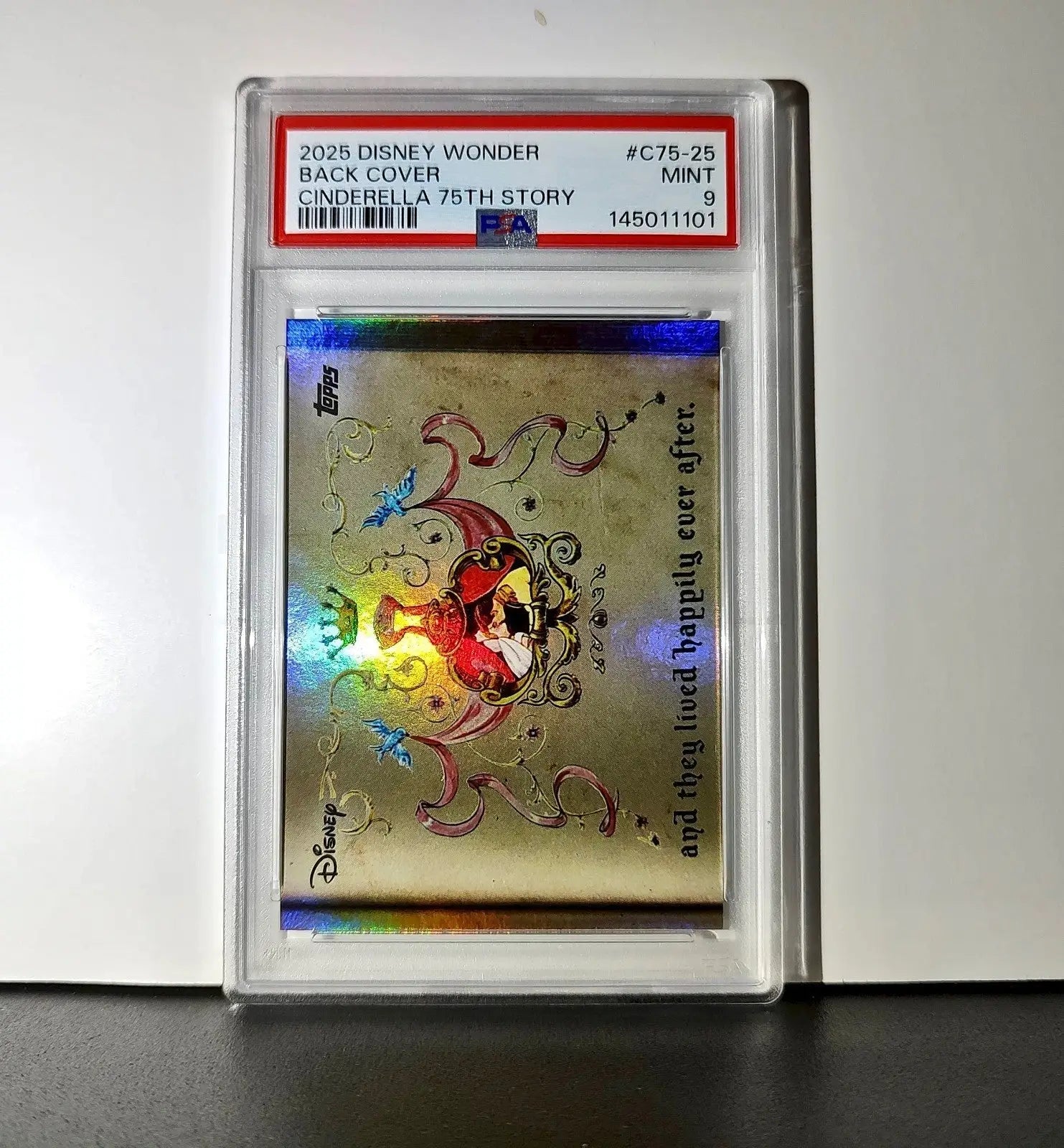 Back Cover 2025 Topps Disney Wonder #C75-25 Card Cinderella 75th Story PSA 9 - Non-Sports Card Single