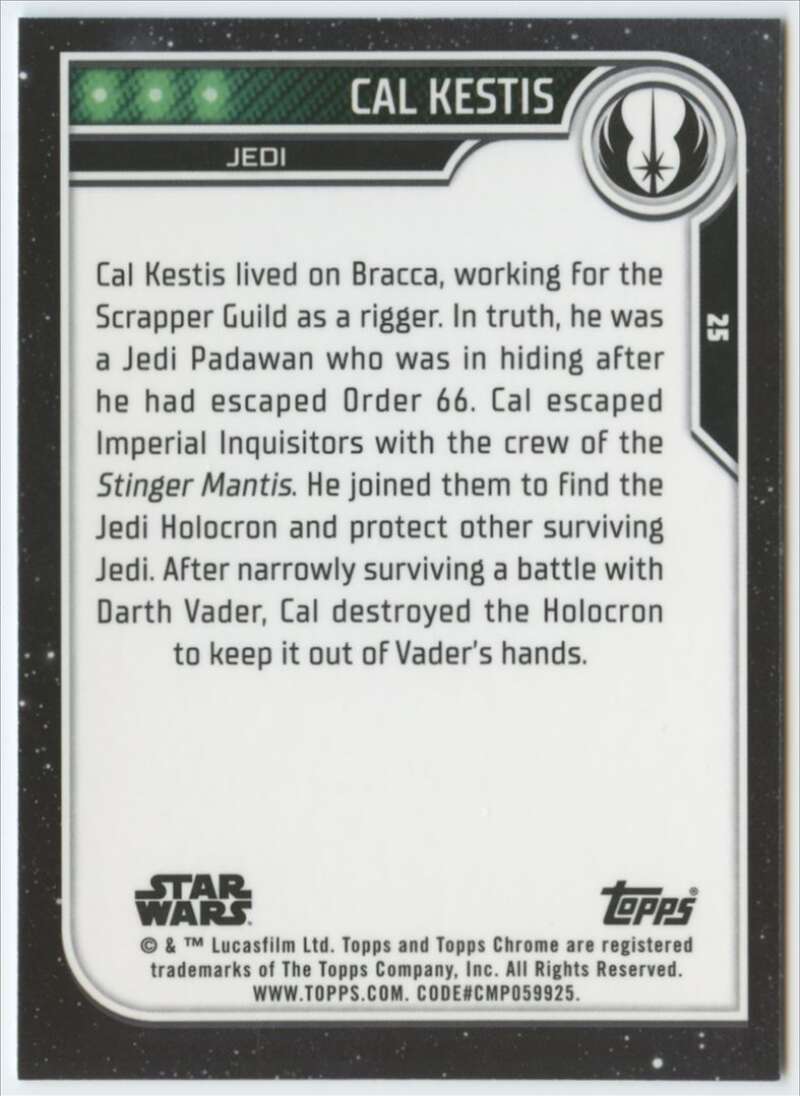 2023 Topps Chrome Star Wars #25 Cameron Monaghan as Cal Kestis NM-MT NonSport Card Image 2