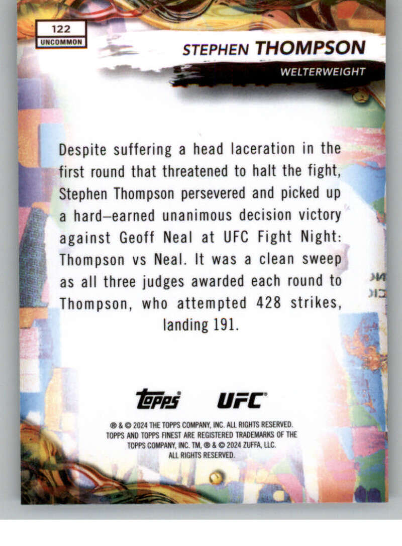 2024 Topps Finest UFC #122 Stephen Thompson NM-MT Welterweight Men MMA Card Image 2