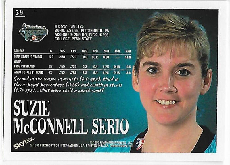 1999-00 Hoops WNBA #59 Suzie McConnell-Serio NM-MT Cleveland Rockers Basketball Card  Image 2