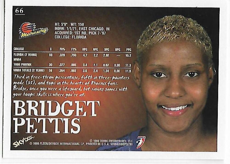 1999-00 Hoops WNBA #66 Bridget Pettis NM-MT Phoenix Mercury Basketball Card  Image 2