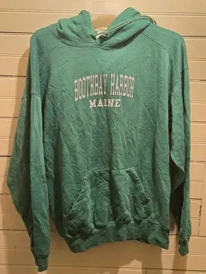 Badger Sport Hoodie Mens XL Boothbay Harbor Maine Green Pullover Sweatshirt