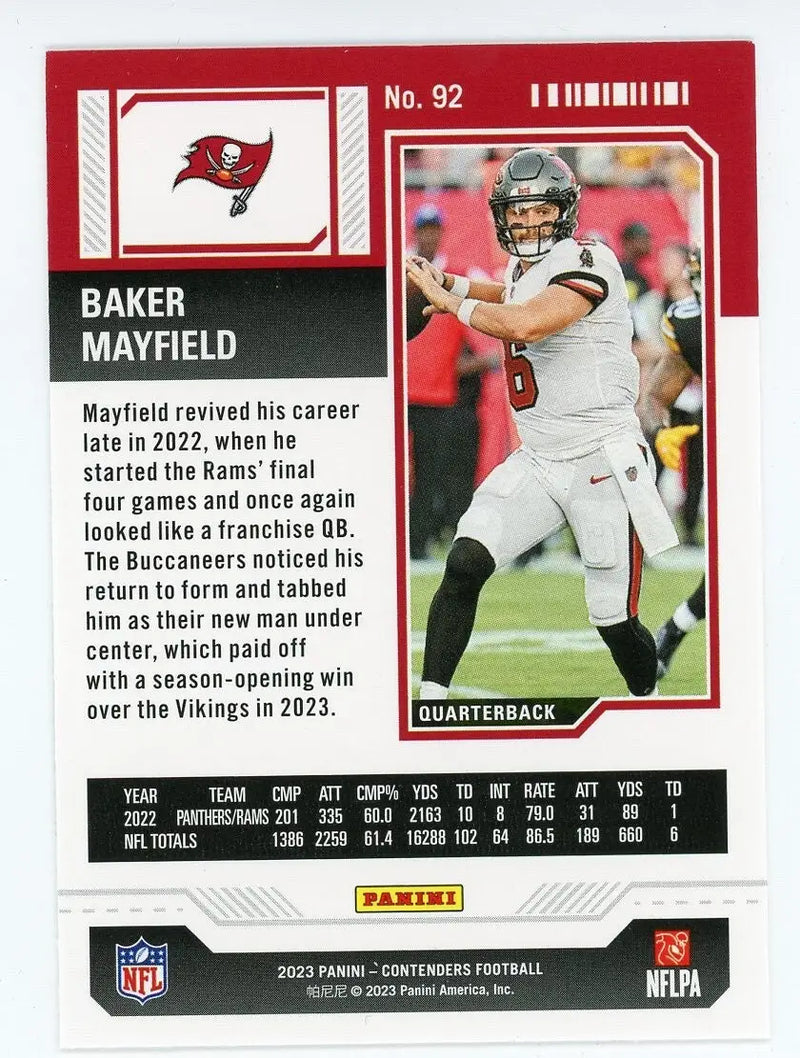 Baker Mayfield 2023 Panini Contenders Game Ticket Bronze 92 Tampa Bay Buccaneers - Football Card Single