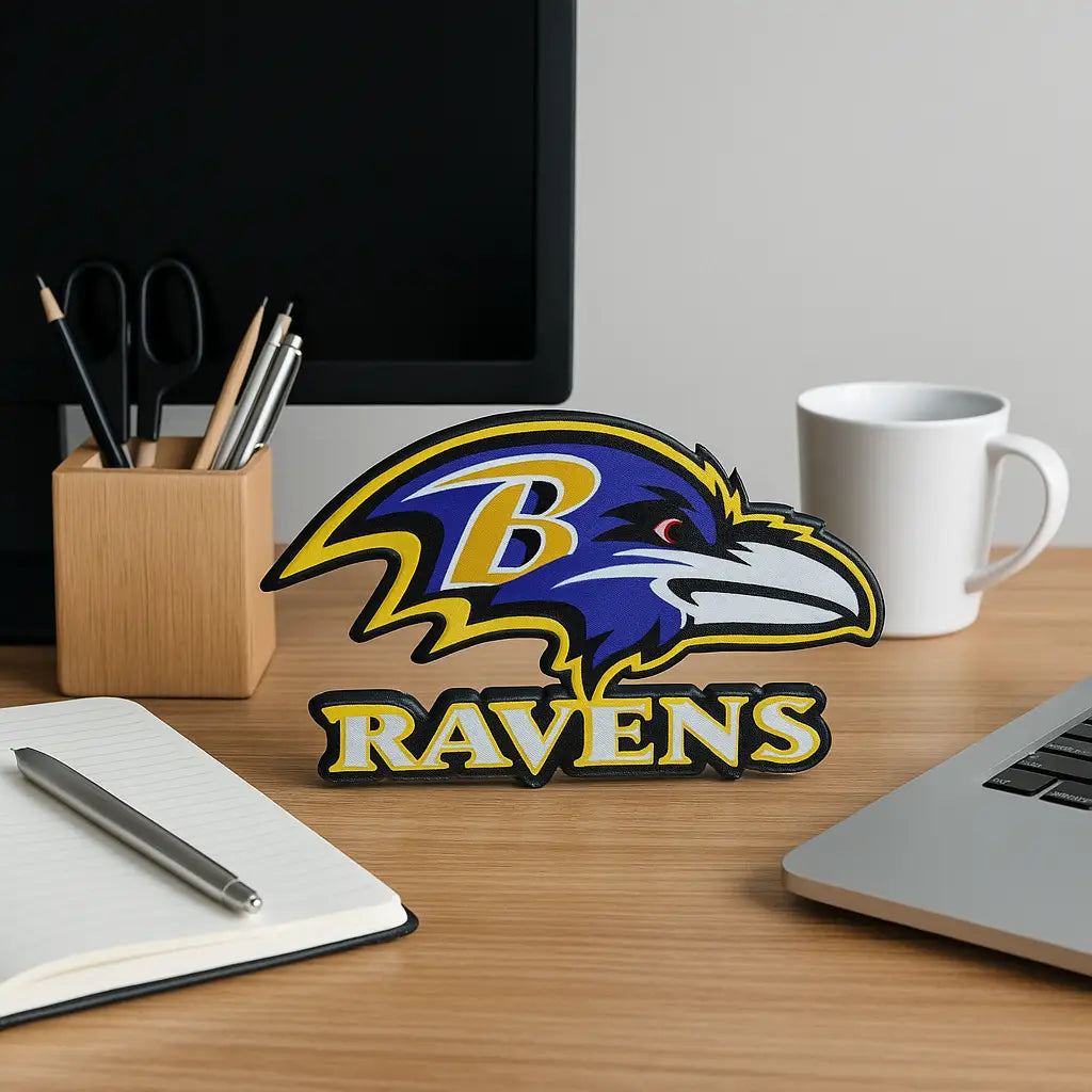 Baltimore Ravens wall sign with team logo, Ravens 3D printed NFL decor for man cave