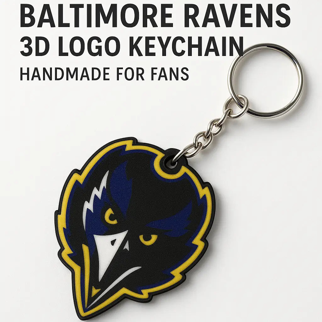 Baltimore Ravens face 3D logo keychain handmade fan gift stocking stuffer