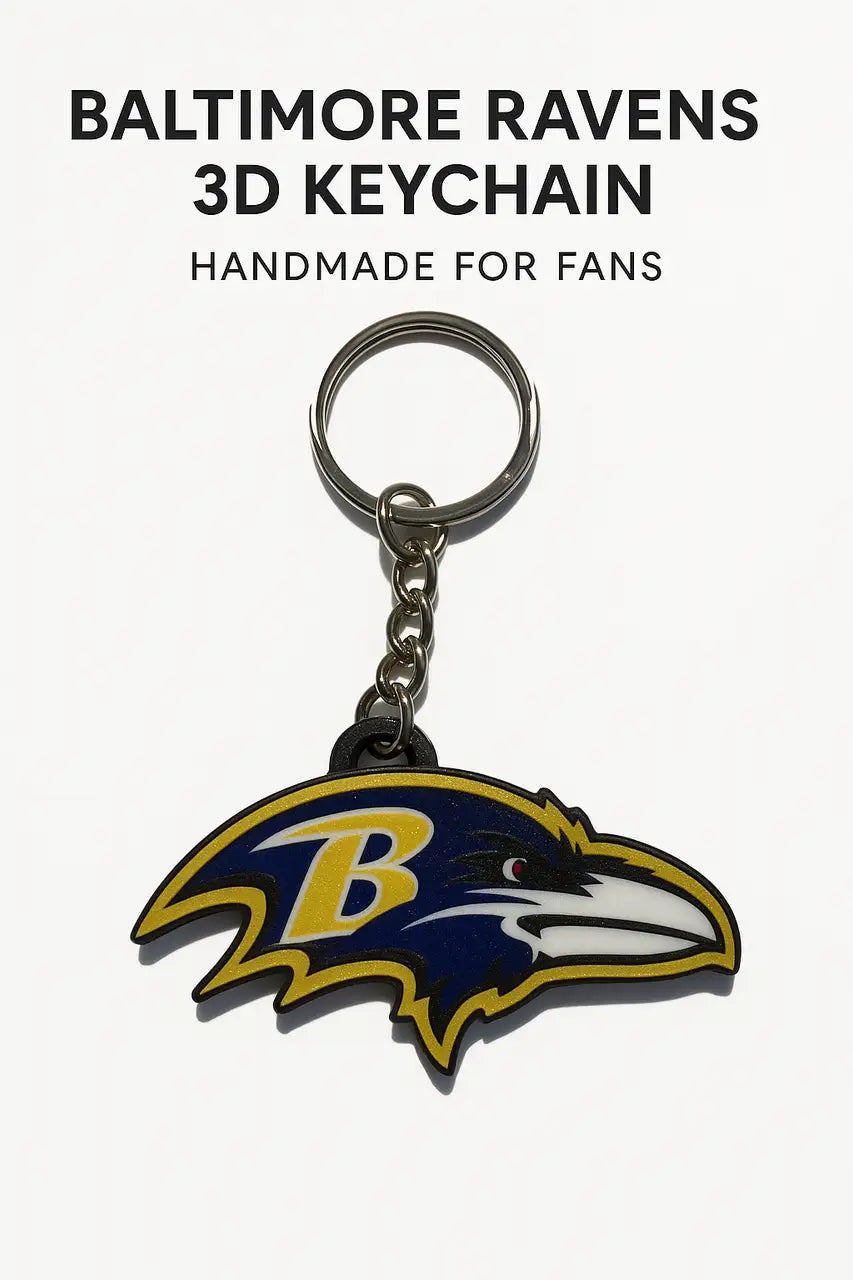 Baltimore Ravens logo key ring, 3D handmade keychain for Ravens fans and gifts