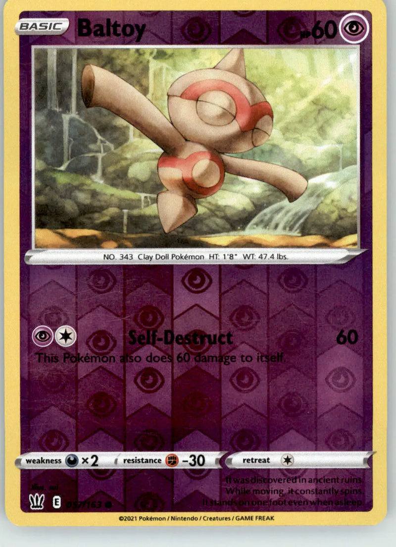 Baltoy - Battle Styles - 057/163 - Reverse Holo LP Pokemon - Pokémon Card Single