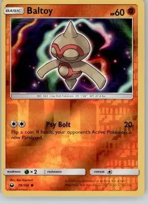 Baltoy - Celestial Storm - 78/168 - Reverse Holo LP Pokemon - Pokémon Card Single