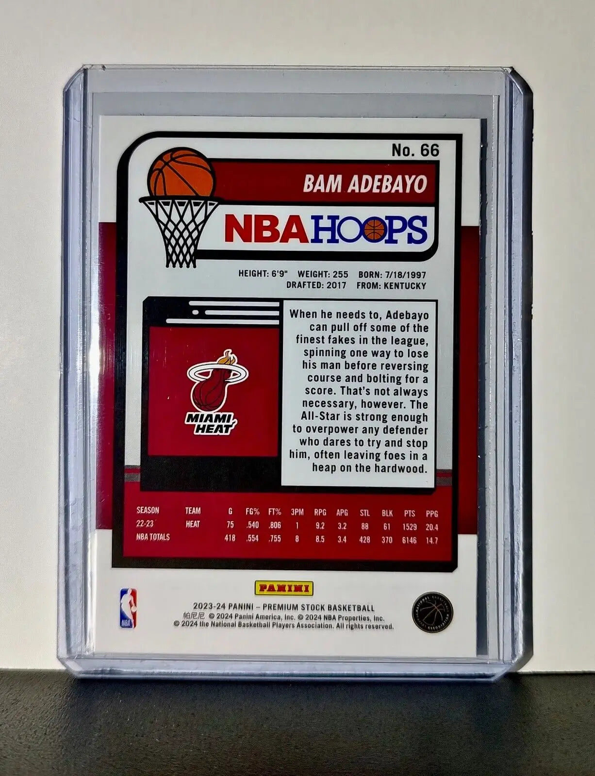 Bam Adebayo 2023-24 Panini Premium Stock NBA Hoops #66 Card Miami Heat