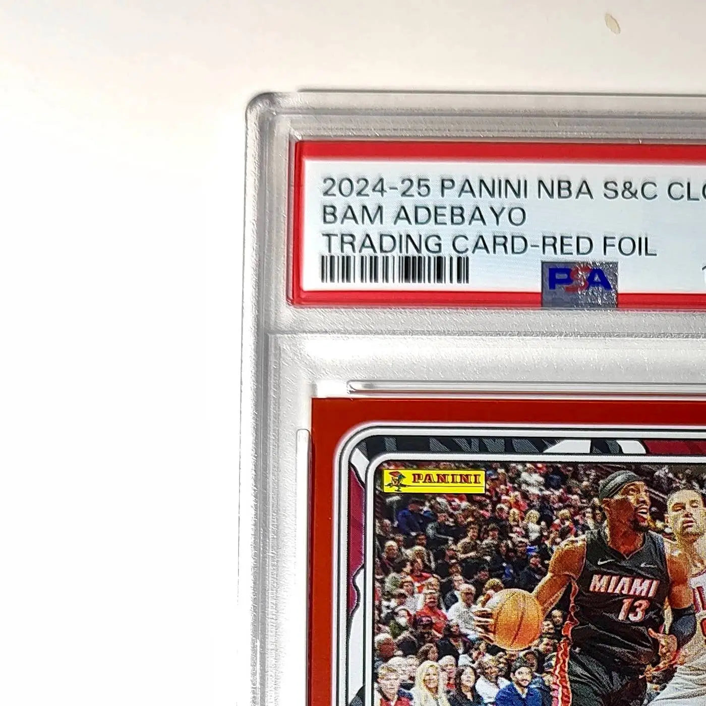 Bam Adebayo 2024-25 Panini NBA #16 Sticker 66/100 Red Foil PSA 8 NM-MT - Basketball Card Single