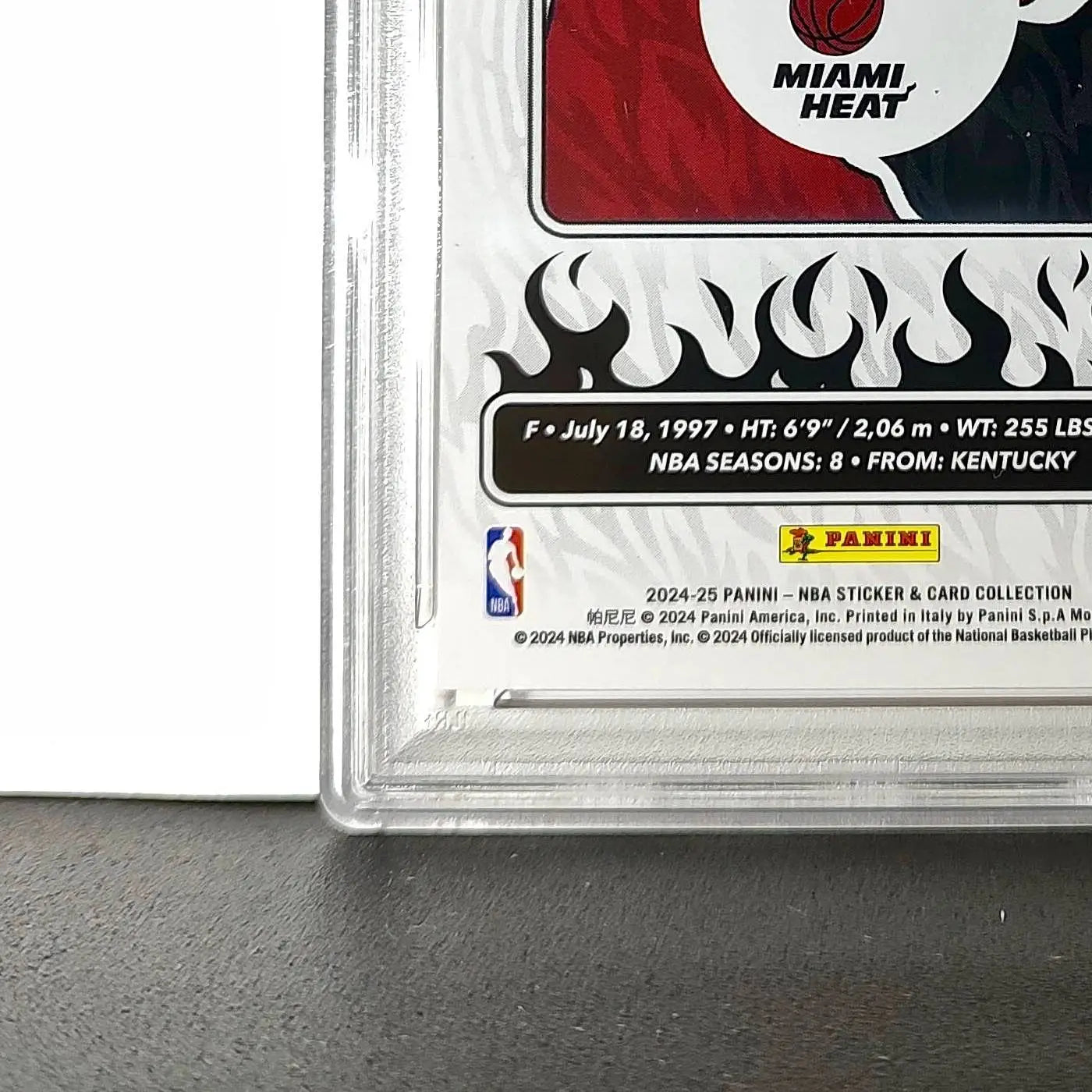 Bam Adebayo 2024-25 Panini NBA #16 Sticker 66/100 Red Foil PSA 8 NM-MT - Basketball Card Single