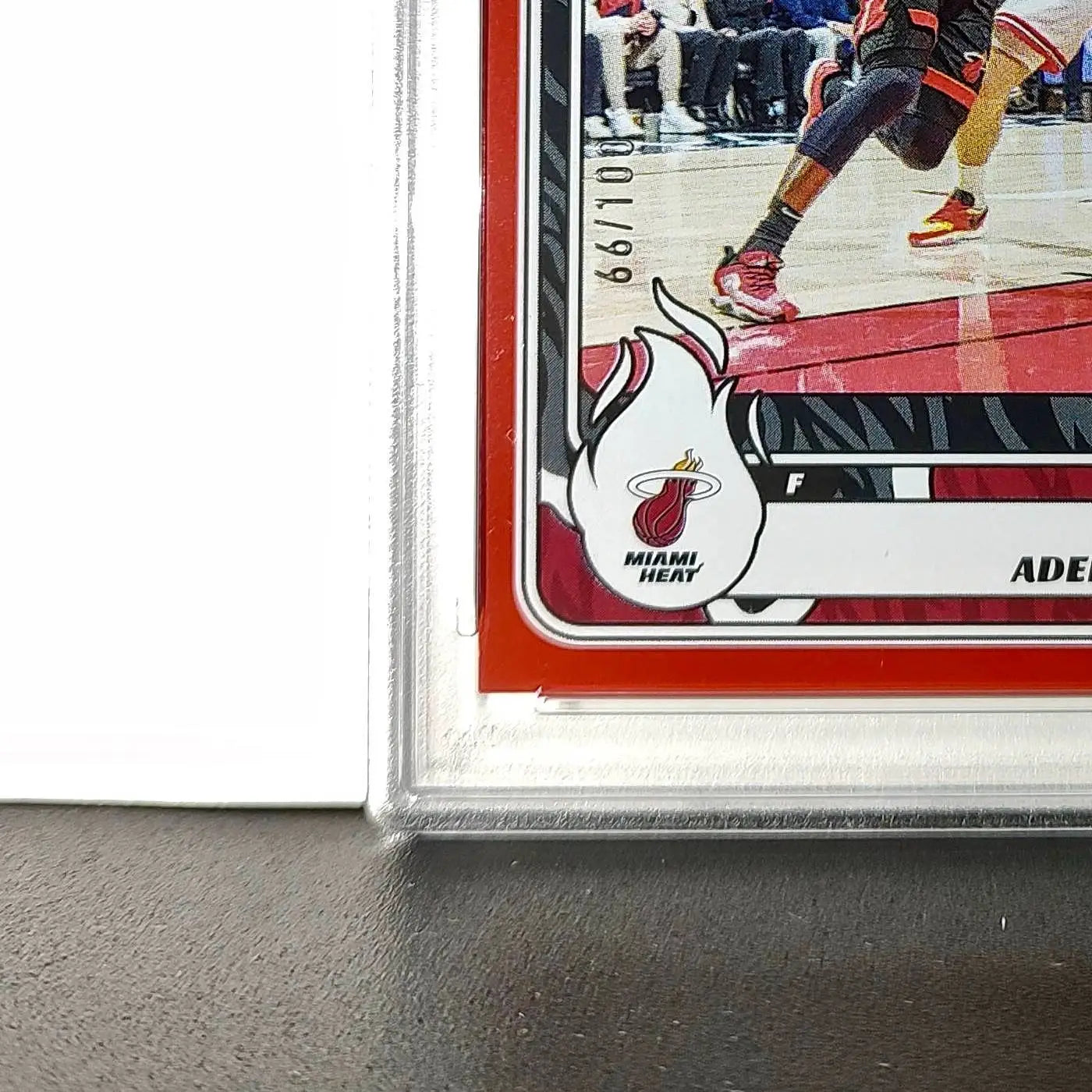 Bam Adebayo 2024-25 Panini NBA #16 Sticker 66/100 Red Foil PSA 8 NM-MT - Basketball Card Single
