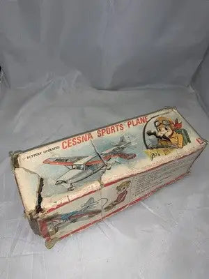 BANDAI BATTERY OPERATED TIN & PLASTIC CESSNA PLANE W/TETHERED R/C & BOX - Action Figure & Toy