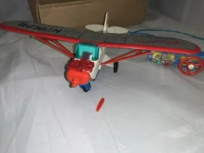 BANDAI BATTERY OPERATED TIN & PLASTIC CESSNA PLANE W/TETHERED R/C & BOX - Action Figure & Toy