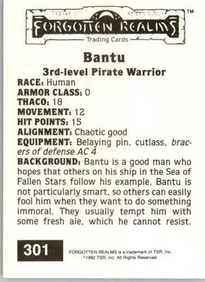Bantu - 1992 TSR Advanced Dungeons & Dragons - #301 - Non_sport - Non-Sports Card Single