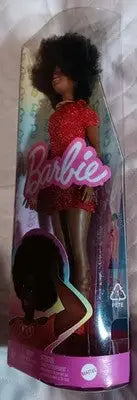 Barbie Fashionistas #221 Doll w/Black Afro Hair Red Dress 65th Anniversary NEW - Collectibles