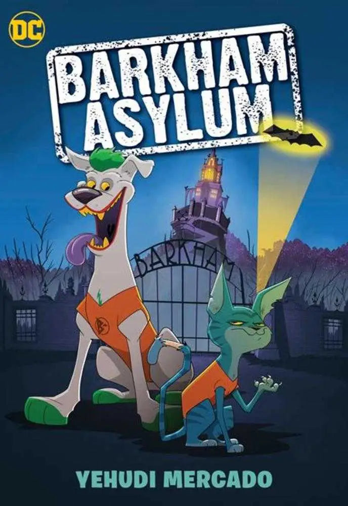 Book cover for Barkham Asylum TPB with cartoon animals and a spooky castle backdrop