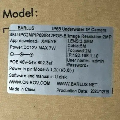 Barlus IP68 Underwater Camera Waterproof Inspection Cam HD Video Surveillance - Underwater Camera