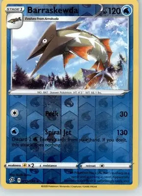 Barraskewda - SWSH02: Rebel Clash - 053/192 - Reverse Holo LP - Pokémon Card Single