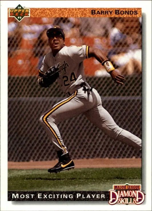 Barry Bonds 1992 Upper Deck MLB #721 Diamond Skills Baseball Card Pirates - Baseball Card Single