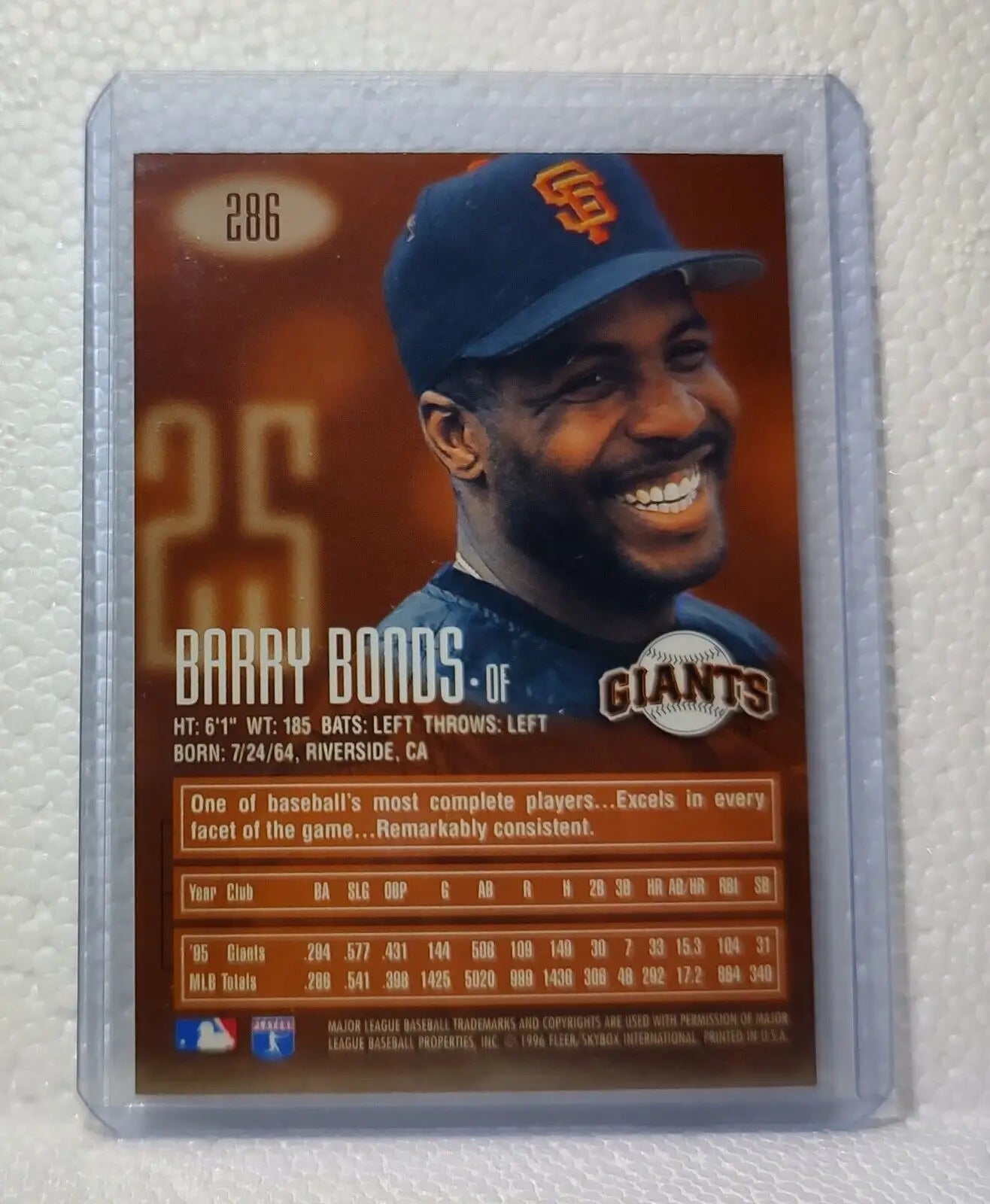 Barry Bonds 1996 Skybox E-motion XL MLB #286 Baseball Card San Francisco Giants - Baseball Card Single