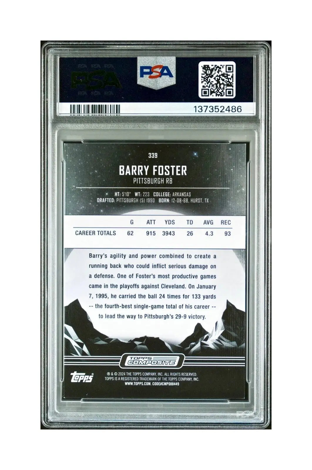 Barry Foster 2023 Topps Midnight #339 Morning Parallel 038/125 PSA 8 NM-MT