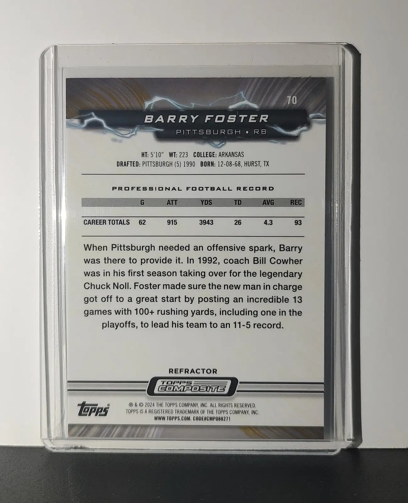 Barry Foster 2023 Topps Resurgence Refractor NFL #70 Card Pittsburgh Steelers