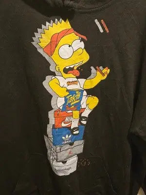 Bart Simpson Hoodie Jon Lauren Apparel Men’s XL Black Takis Nike Adidas Jordan - Apparel