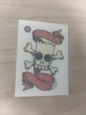 Bart Simpson skull and crossbones sticker from Simpson Skull 1993 Skybox The Simpsons card