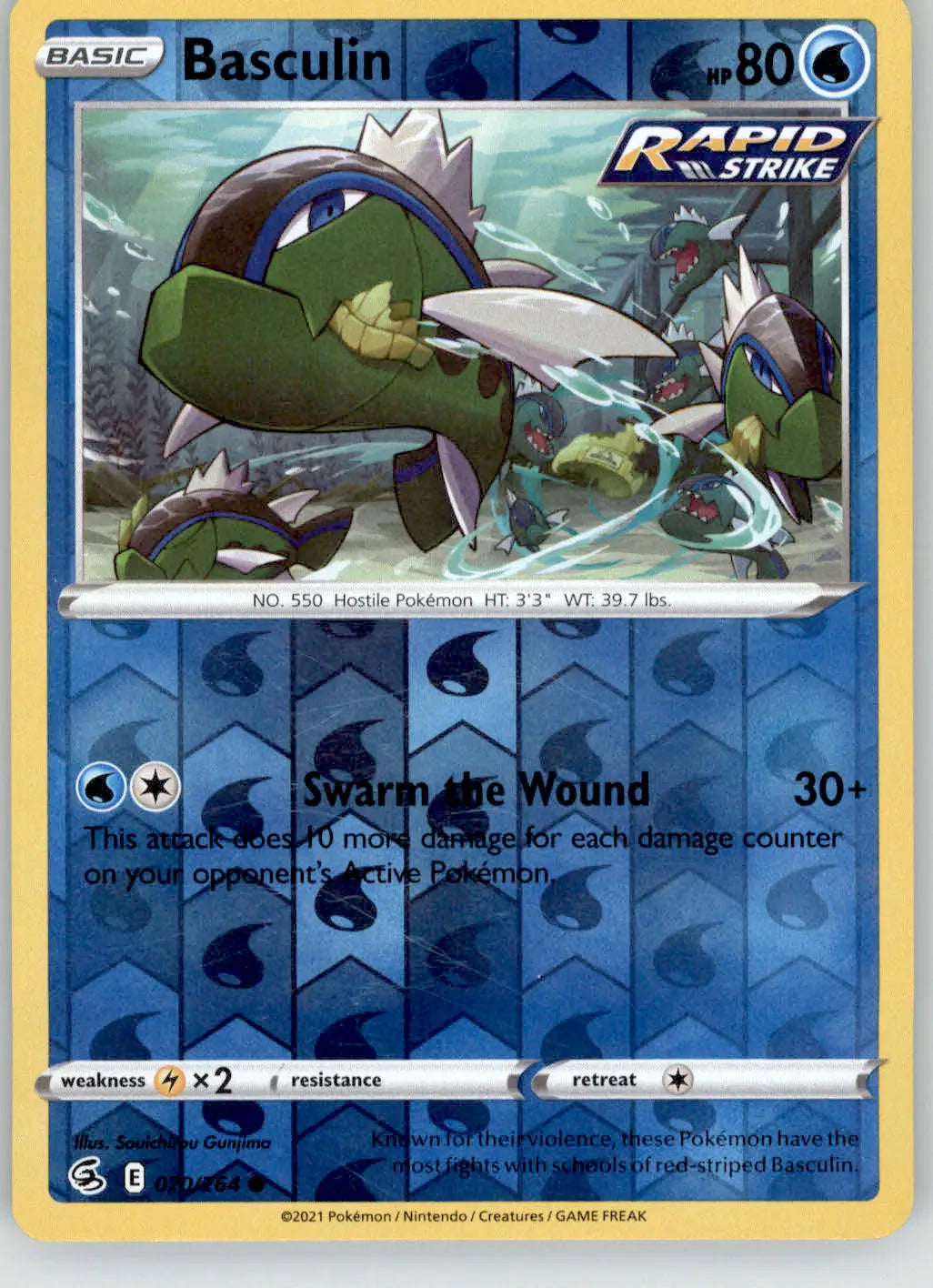 Basculin - Fusion Strike - 070/264 - Reverse Holo LP Pokemon - Pokémon Card Single
