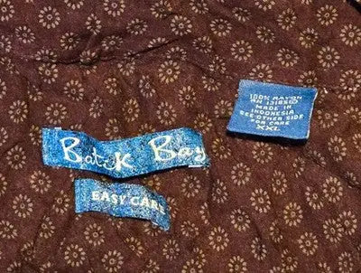 Batek Bay Shirt Mens XXL Rayon Short Sleeve Button Up Brown Print Easy Care - Apparel