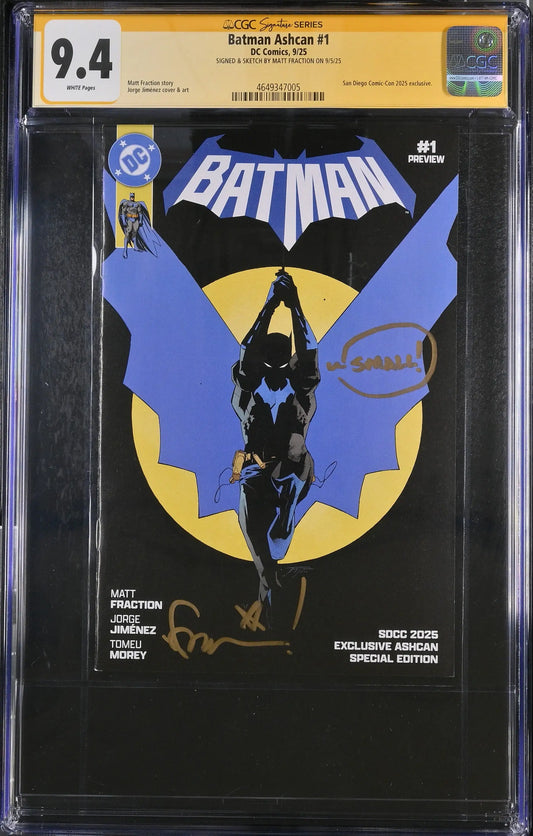 Batman #1 Ashcan SDCC (2025) CGC 9.4 Signed & Sketch by Matt Fraction - Comic Book