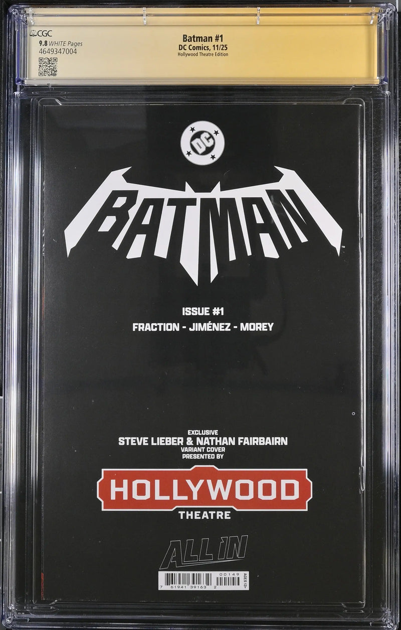 Batman #1 Hollywood Theatre (2025) CGC 9.8 Signed & Sketch Matt Fraction & Steve Lieber - Comic Book
