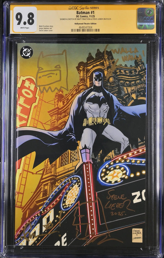 Batman #1 Hollywood Theatre (2025) CGC 9.8 Signed & Sketch Matt Fraction & Steve Lieber - Comic Book
