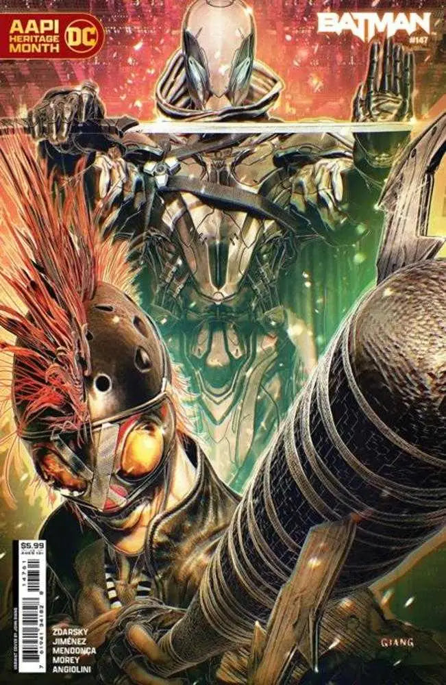 Metallic armored figure with glowing eyes from Batman #147 Card Stock Variant trading cards