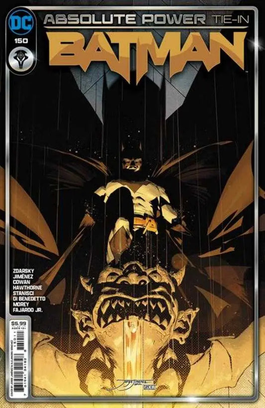 Batman #150 Cover A by Jorge Jimenez with silhouette against golden light, Absolute Power